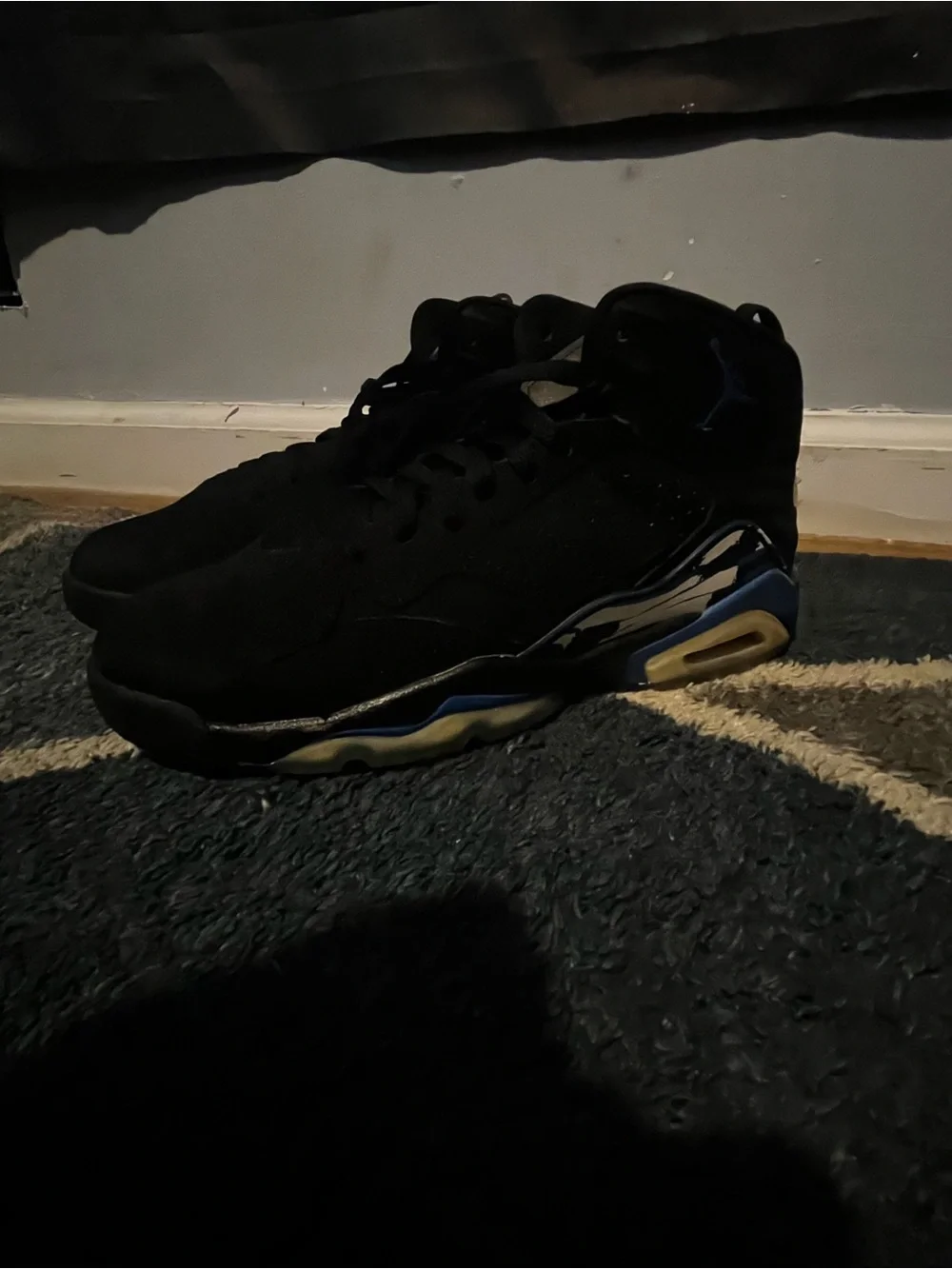 Jordan Black and Blue High-Top Basketball Shoes